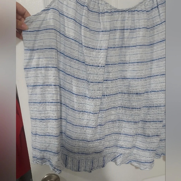 Lane Bryant Blue & White Striped Linen Blend Tank Top in Size 24 - Picture 4 of 11